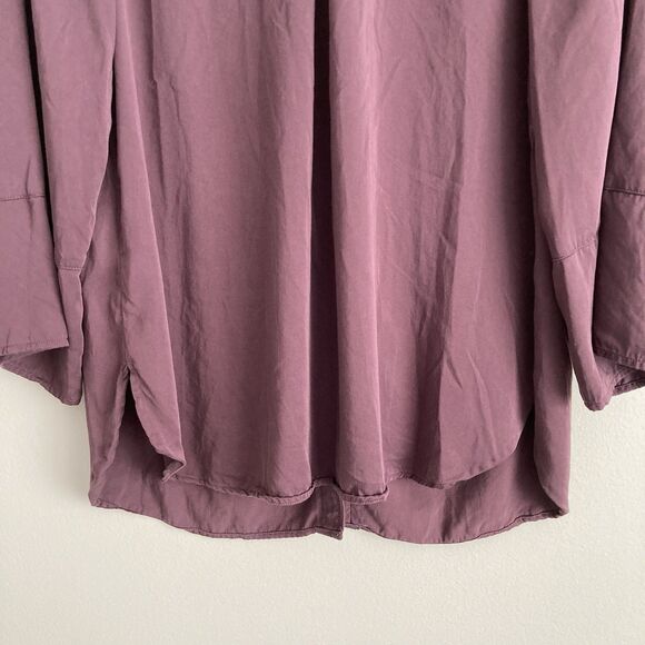 J. Jill Womens Button Down Blouse Purple Size Small TALL Rayon Classic - Picture 8 of 9